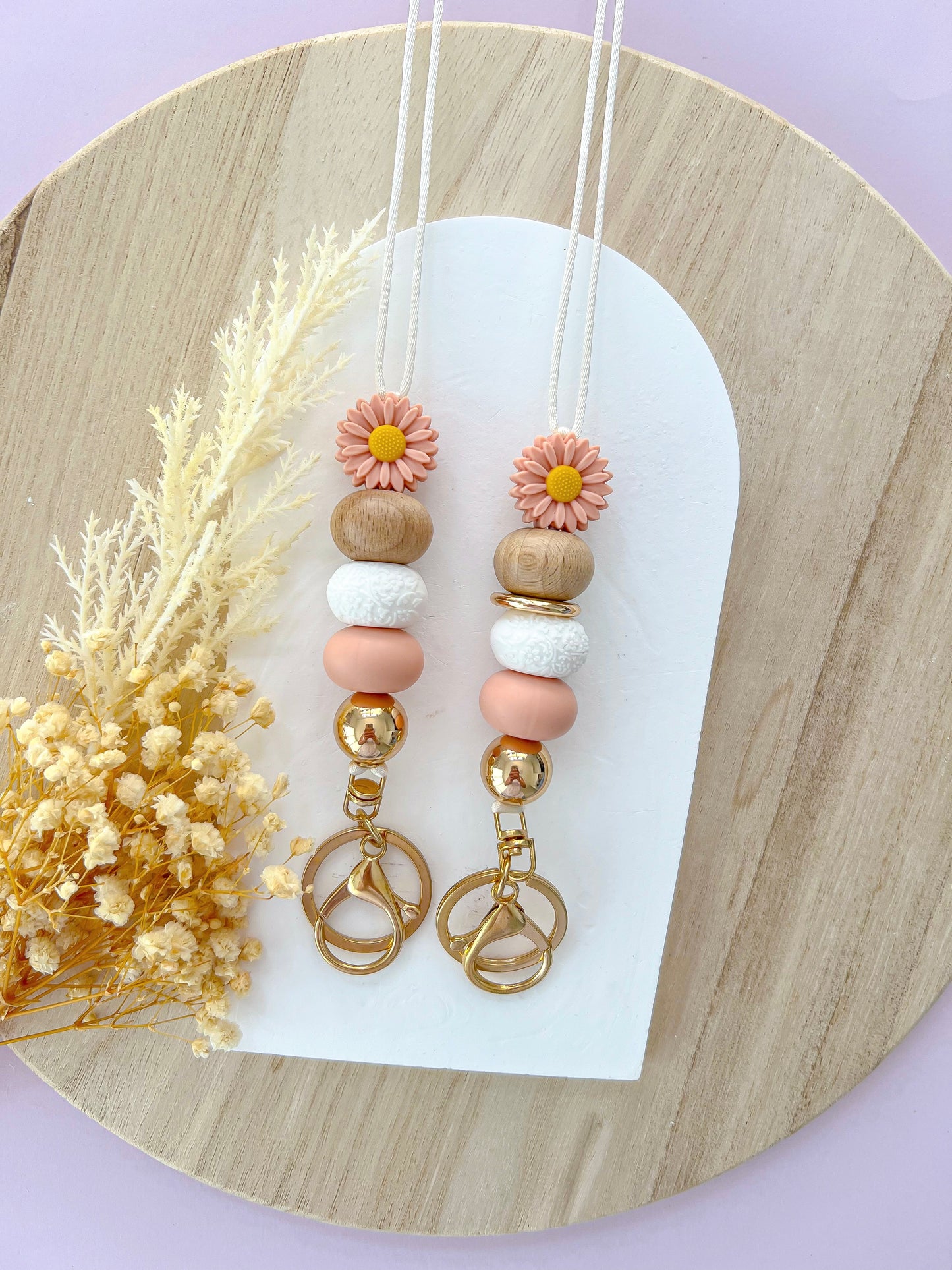 Daisy Peach Lanyard