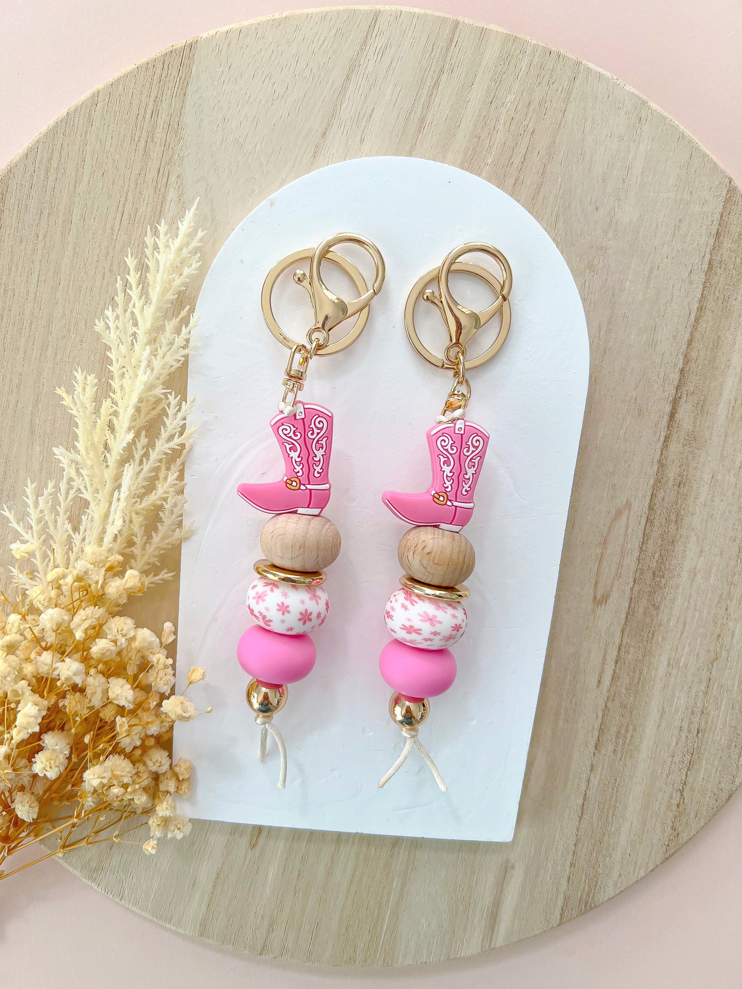 Western Boot Pink Keychain