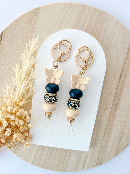 Butterfly Beige Leopard keychain