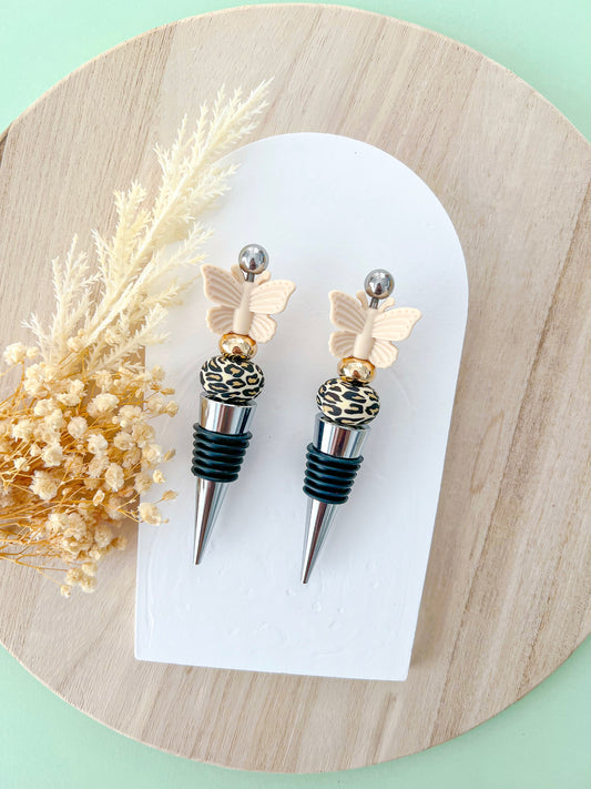 Butterfly Beige Leopard Wine Stopper