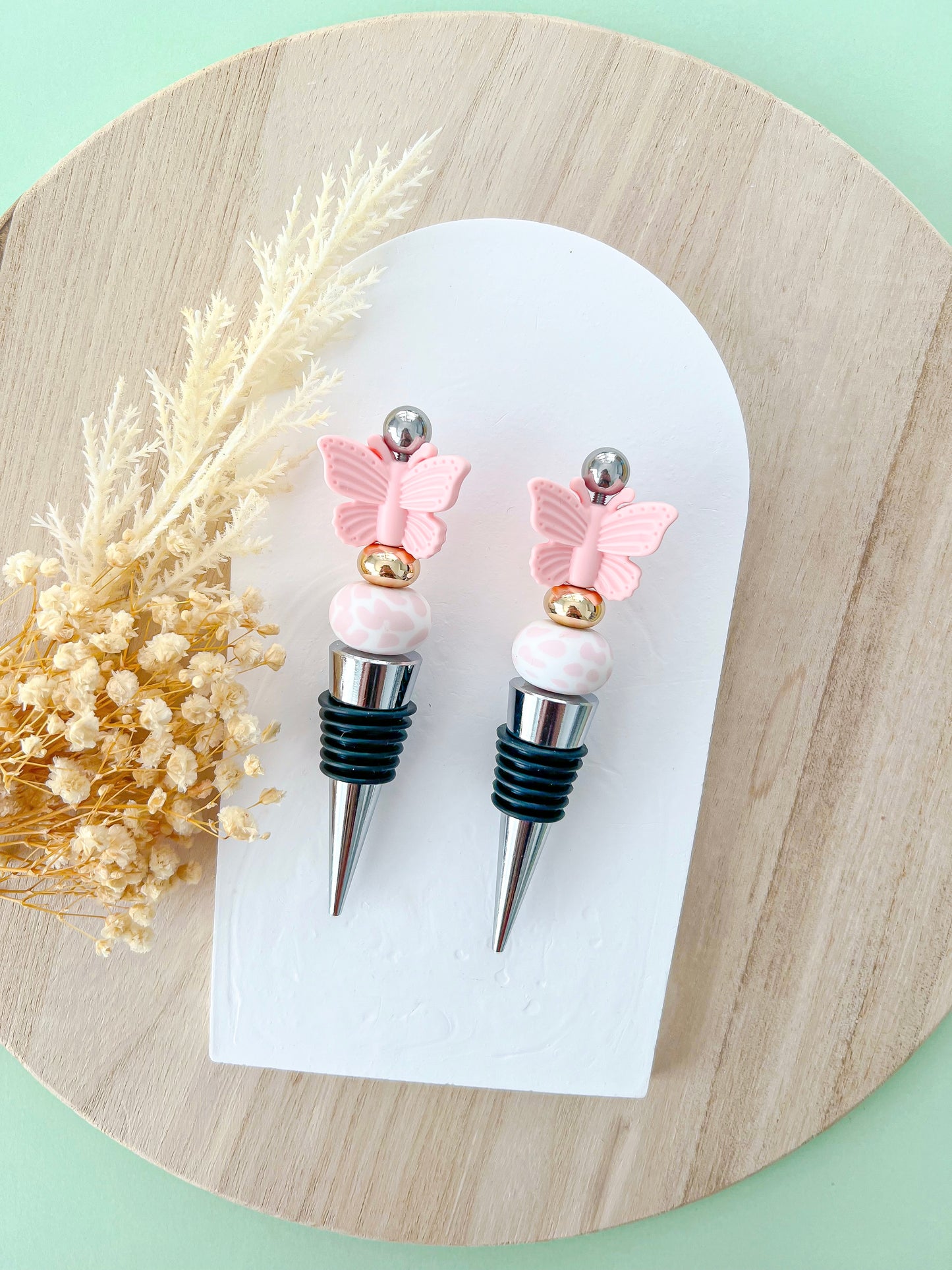 Butterfly Pink Splash Wine Stopper