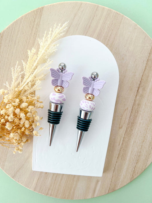 Butterfly Lilac Splash Wine Stopper