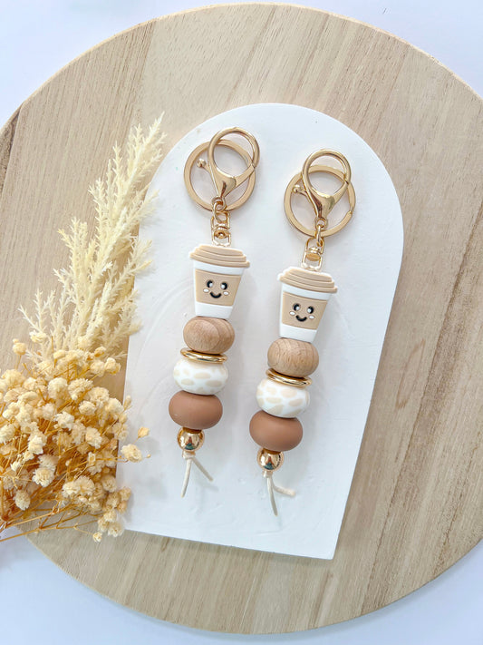 Coffee Cup Beige Keychain