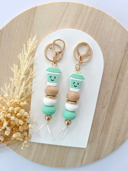 Coffee Cup Green Keychain