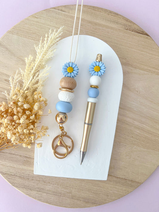 Daisy Blue Lanyard and Pen Set