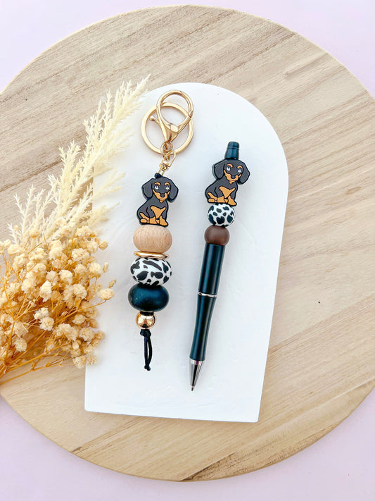 Dog (Dash the Dachshund) Keychain and Pen Set