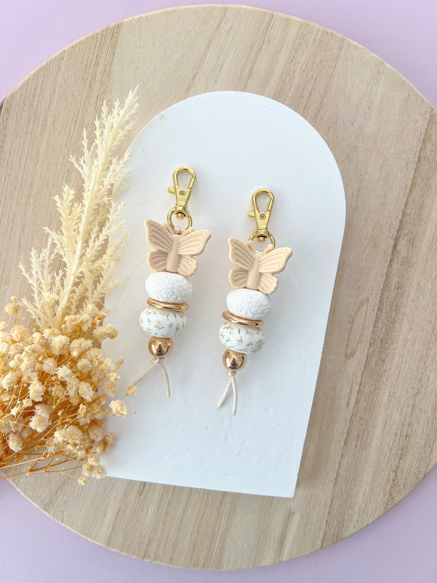 Mini ButterflyBeige Daisy Keychain