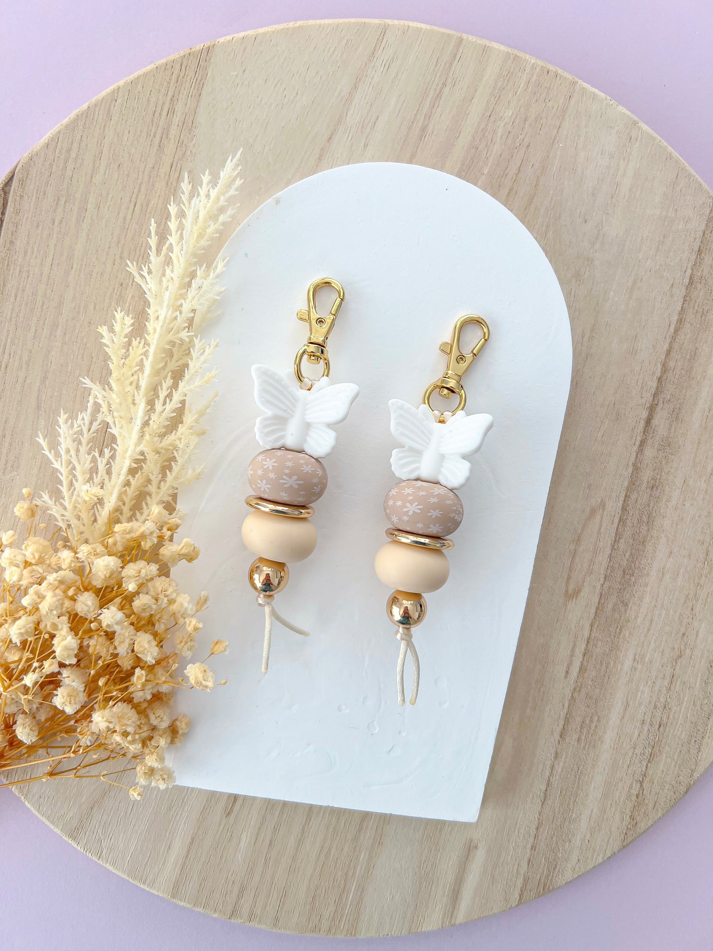 Mini Butterfly Beige Garden Keychain