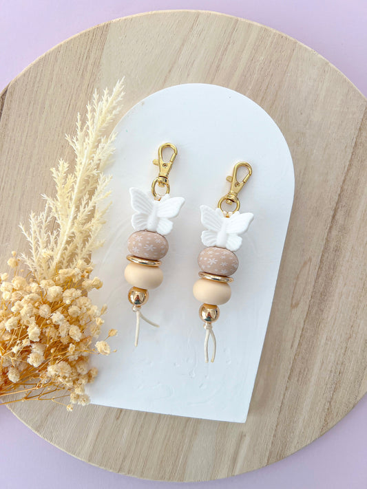Mini Butterfly Beige Garden Keychain