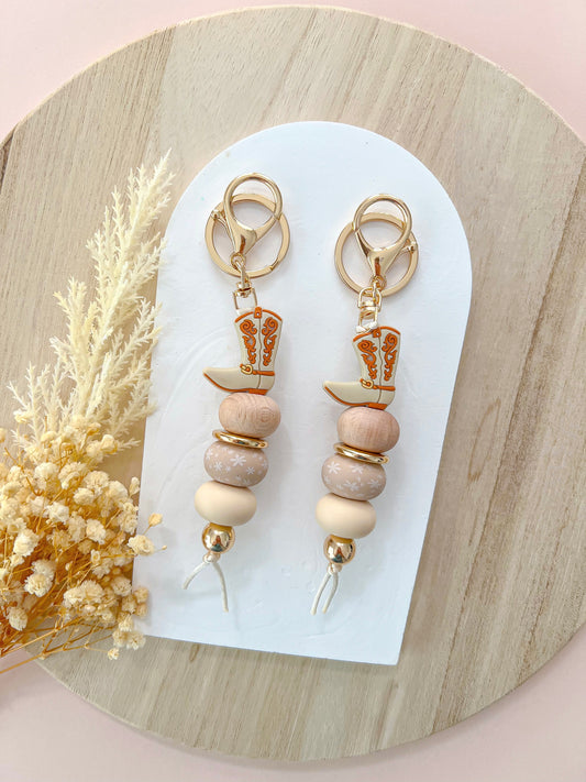 Western Boot Beige Keychain