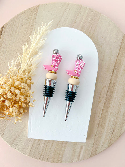 Western Boot Pink Wine Stopper