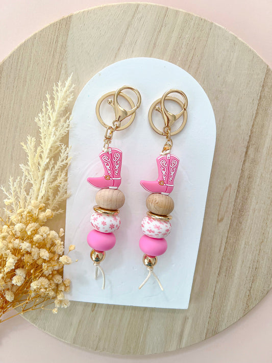 Western Boot Pink Keychain