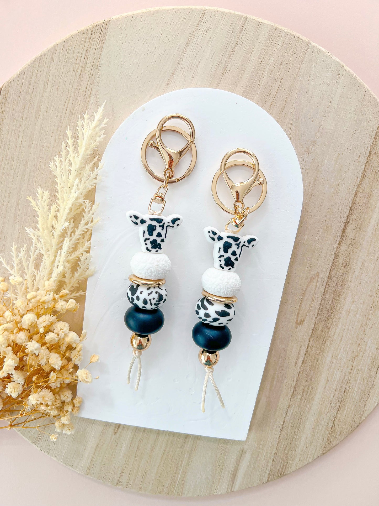 Western Cow Black Keychain