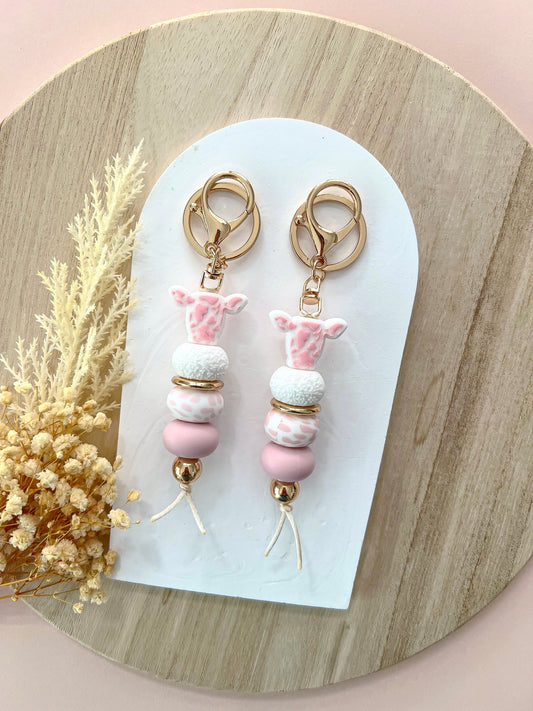 Western Cow Pink Keychain
