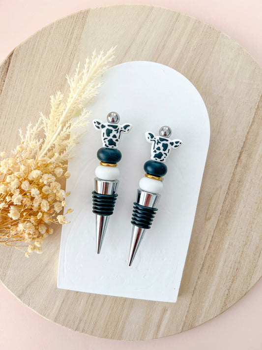 Western Cow Black Wine Stopper